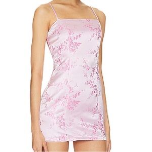 Revolve Superdown Pastel Pink Floral Jacquard Satin Mini Dress Party Bodycon XS